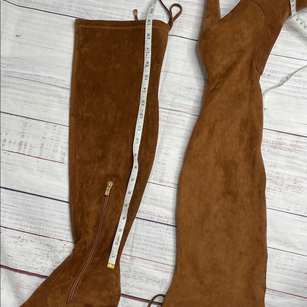 Vepose Tan Over-the-Knee Boots with Zipper - Picture 8 of 10